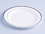 two golden line of round plate