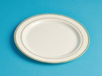 two golden line of round plate